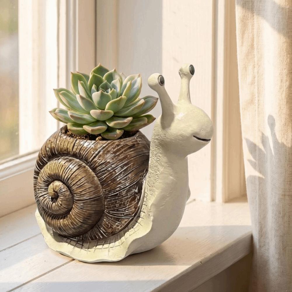 Resin Snail Planter Cartoon Creature Planter Pencil Holder Snail Flowerpot Office