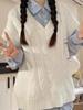 Korean Preppy White Sweater Vest & Shirt Set - Women's High-End Knitted Two-Piece for Spring & Autumn