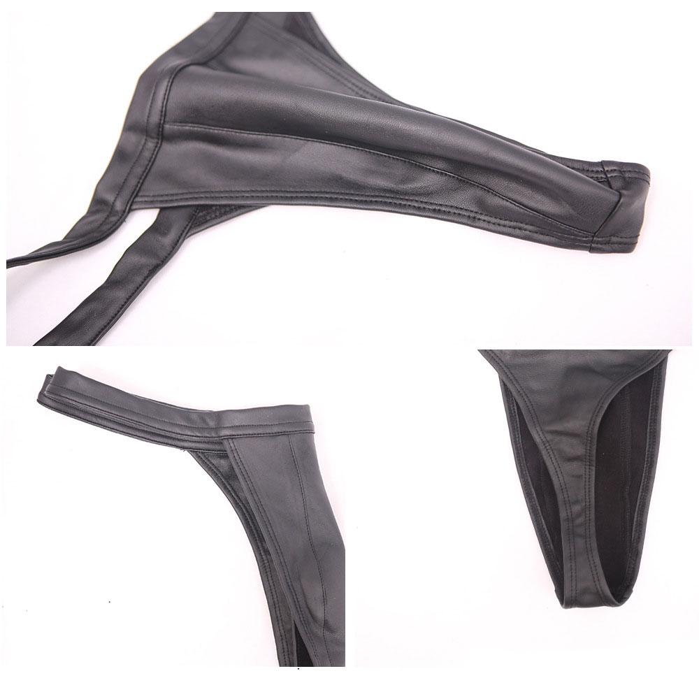Sexy Herren Latex Glänzend U-förmige Beutel Slip Niedrige Taille G-String Glatte Tanga Faux Leder Micro T-Rücken Gay Wear Große Größen F23