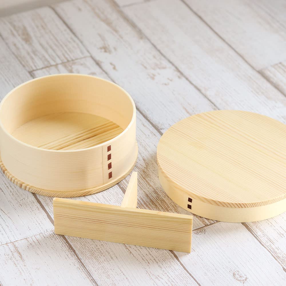 Magewappa Round Lunch Natural with Dividers and Band Box, Color, 650cc,