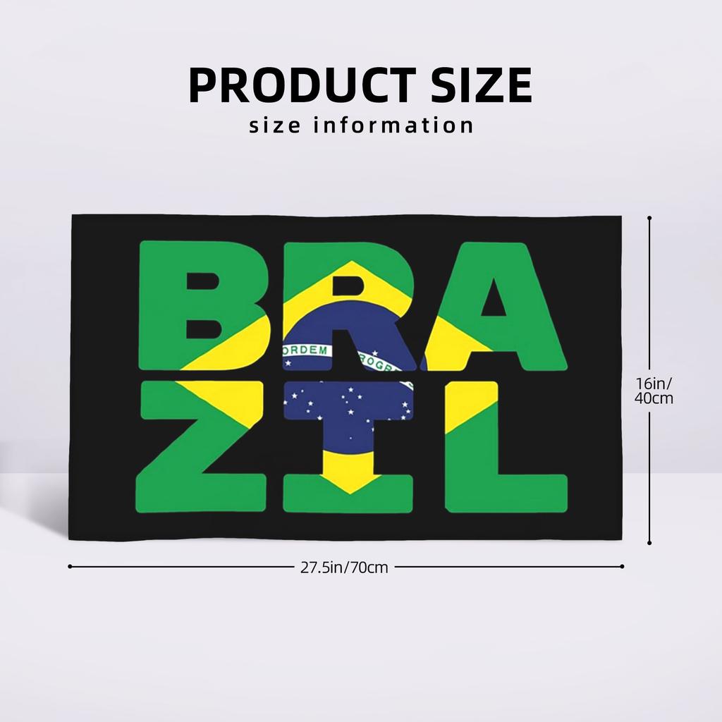 Brazil Flag Text Soft Face Towel Quick Dry Pool Bath Cotton Towels Absorbent