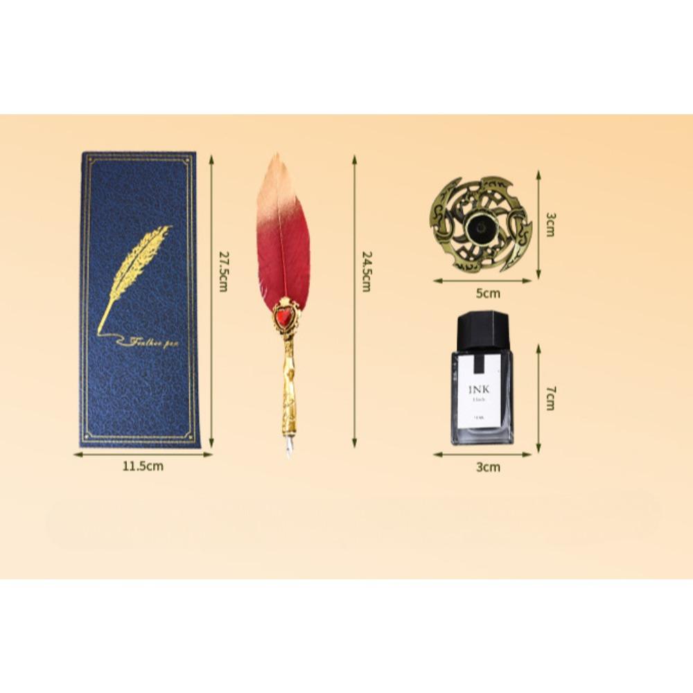 Blue Box Platinum Gemstone Feather Pen Set, Gift, Gift Box, Office Signature Writing, Retro European Style