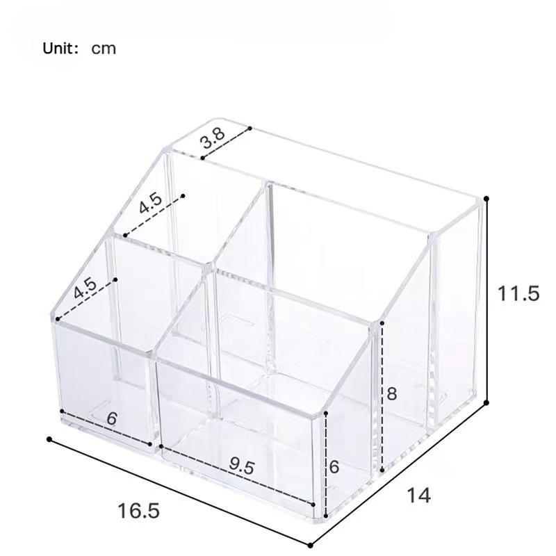 Transparent Acrylic Makeup Organizer Box Pen Holder Desktop Stationery Storage Box Multifunctional Student Office Organizing Box