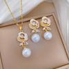 Court Style Flower Suit Light Luxury Temperament Gorgeous Full Diamond Necklace Female Versatile Collarbone Titanium Steel Chain