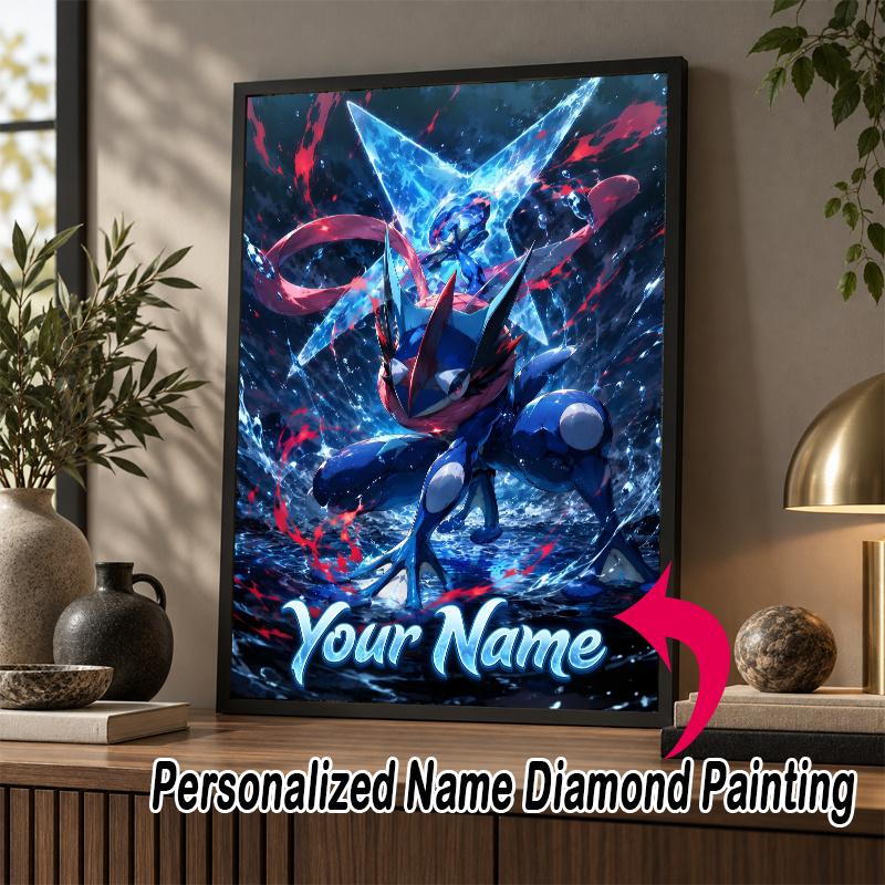Personalized Greninja Diamond Art Custom Name 5D Diamond Painting Full Drill DIY Craft