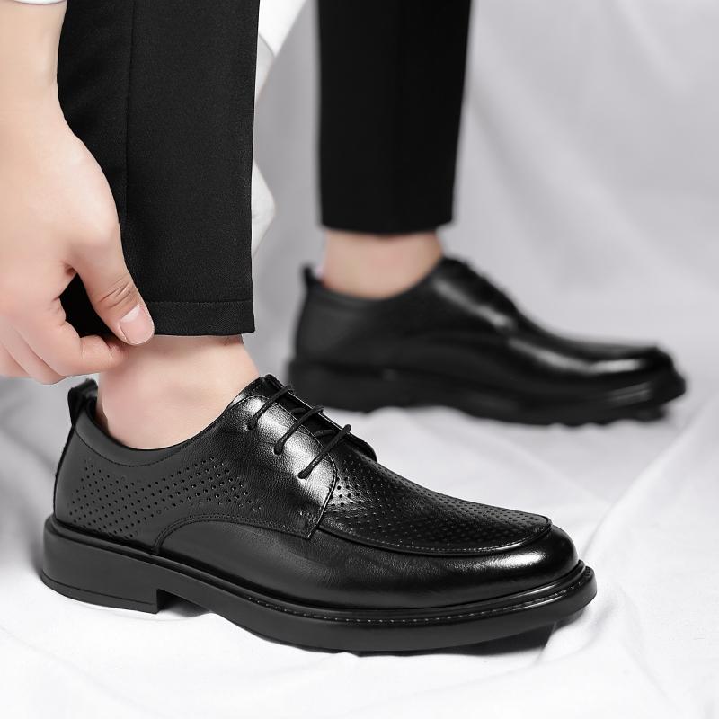 Spring/Summer Men 37-45 Men's Flat/6CM Heightening Elevator Shoes Business Formal Leather Shoes Man British Casual Wedding Suit