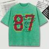 The Red Number 87 Pattern Washed Male Tee Shirt Loose Soft T-Shirt Comfortable Cotton Short Sleeve Unisex Crewneck Streetwear