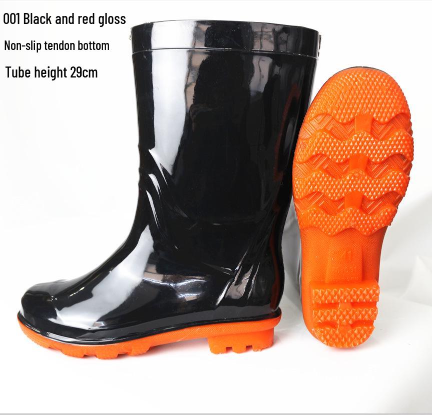 Men's High-Top Non-Slip PVC Construction Rain Boots - Wear-Resistant, Water-Resistant Mid-Calf Rubber Shoes