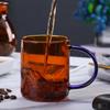 380ml Nordic Colored Glass Coffee Cup Heat Resistant Amber Blue Glass Mug with Handle for Tea Juice Water Household Use