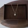 18K Gold-Plated S925 Sterling Silver Water Drop Zircon Pendant Necklace, Japanese Retro Style