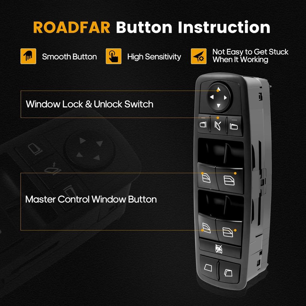 Window Switch Power Window Switch Master Control Switch Front Driver Side Replacement Parts Fits for 2007-2009 Mercedes-Benz GL320 R320 2010-2012