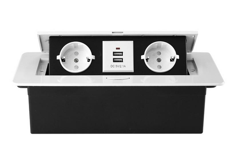 Slow-Rise Pop-Up EU/US/DE Power Multimedia Desk Socket with USB for Conference Tables