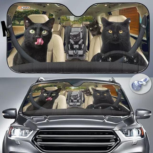 Car Visor Funny Selfie Cat Car Windshield Sun Visor Uv Protection