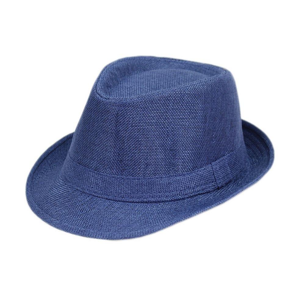 Britischer Leinen Herren Jazzhut Vintage Lässig Kirche Strandhut Unifarben Herren Panama Hut Sommer