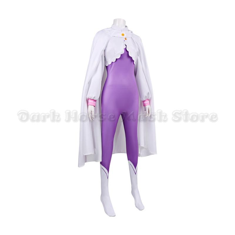 Zero Starting Life in Another World Emilia Cosplay Kompletní sada Fialový těsný overal Plášť Halloweenská párty Outfit pro jevištní vystoupení