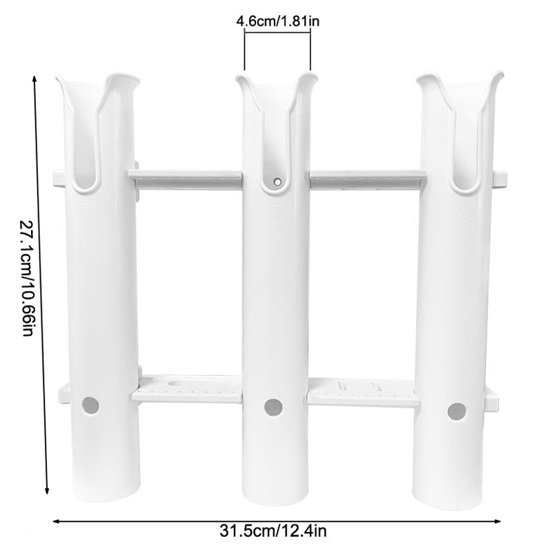 Aluminum Alloy Fishing Rod Holder, 3 Link Wall-Mounted Pod Rack For Marine Boat, Yacht, Camper, RV, 3 Tube