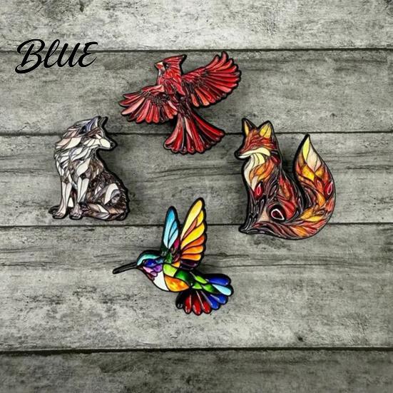 Nature Inspired Wildlife Pin Colorful Enamel Stained Glass Style Animal