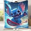 Cartoon S-Stitch Kawaii Flannel Blanket,Ultra Soft Warm Plush Throw for Home Bedroom Bed Sofa Cover Camping Picnic Gift Kids