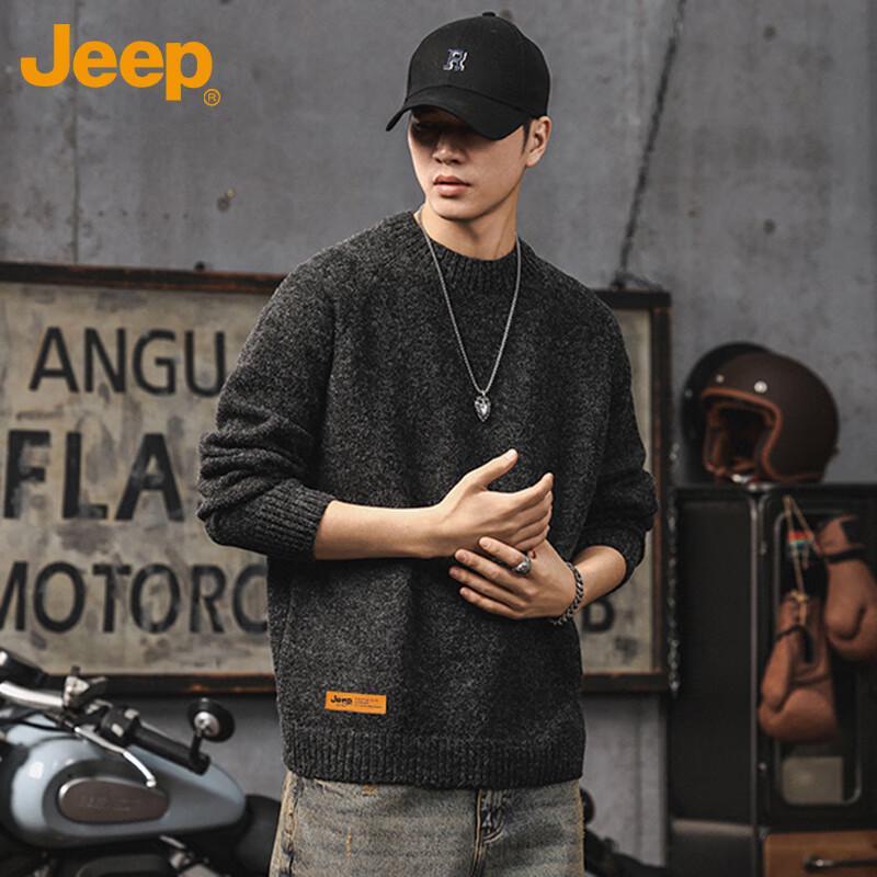 JEEP Men's Autumn/Winter Thickened Crew Neck Knit Sweater