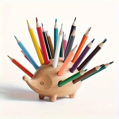1 Stück Igel-förmiger Harz-Stifthalter-Organizer - Niedlicher Cartoon-Schreibtischaufbewahrung mit buntem Bleistift-Design, Spannmontage, leicht