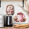 Cute Hedgehog Dessert Coffee Cup Kitchen Dining Room Home Background Beautification Wall Stickers