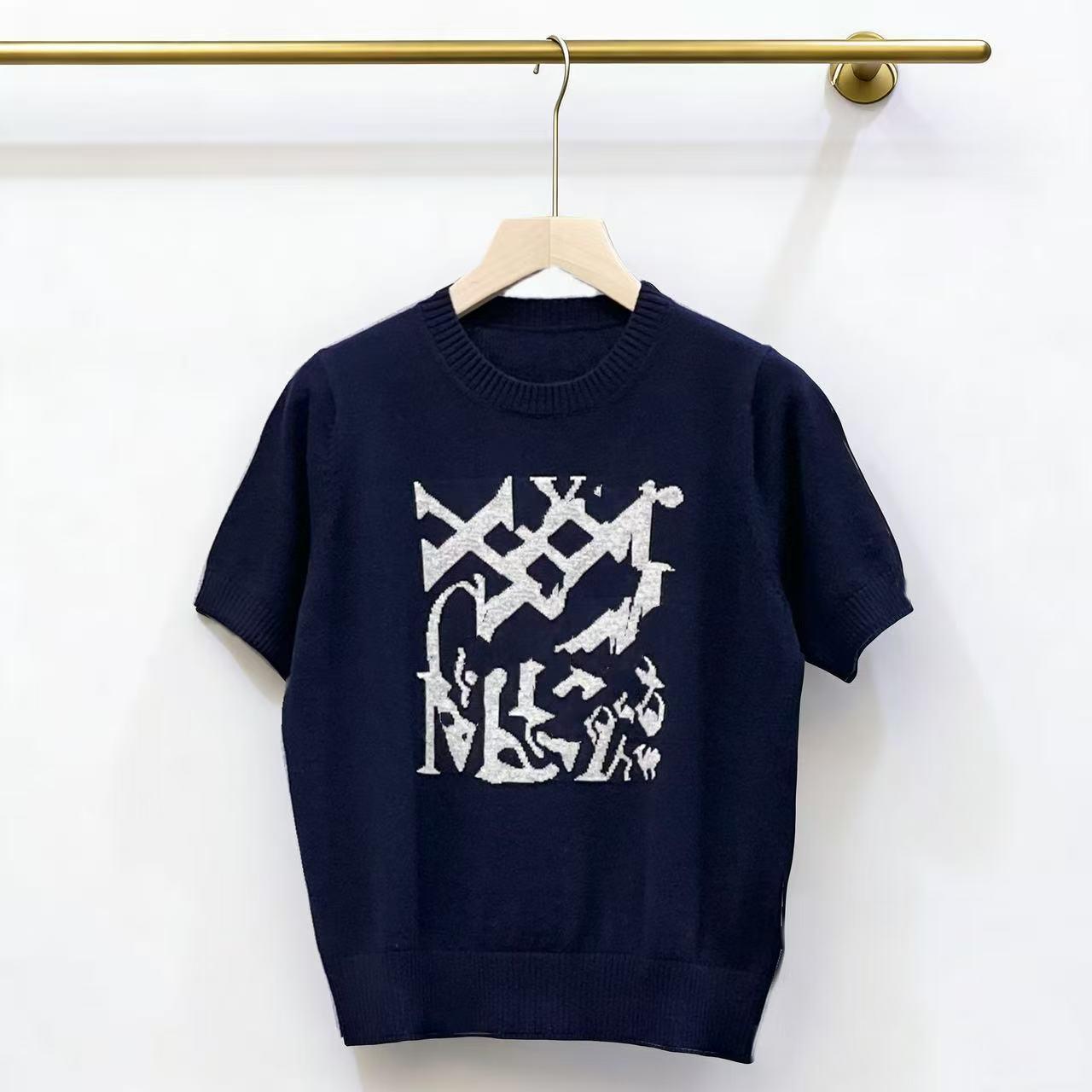 

Nanyou 2026 Spring Women s Casual Embroidered Knit Top Medium темно-синього кольору