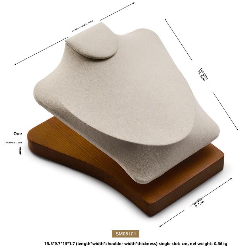 Solid Wood Mannequin Display Stand Necklace Jewelry Props Velvet Leather Jewelry Holder