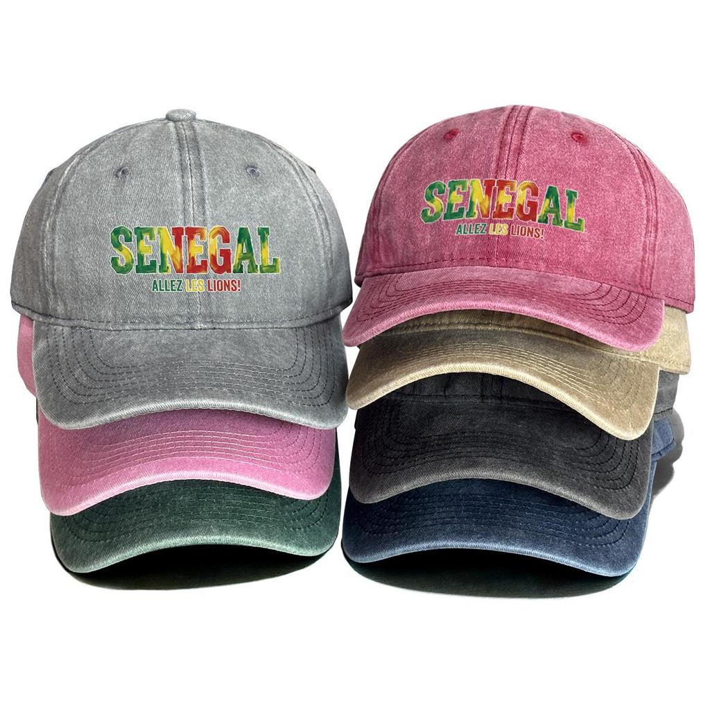 Snapback Baseball Cap With "SENEGAL" "ALLEZ LES LIONS" Flag Printed , Adjustable Baseball Hat Vintage Casual Leisure Simple Woman's Cap