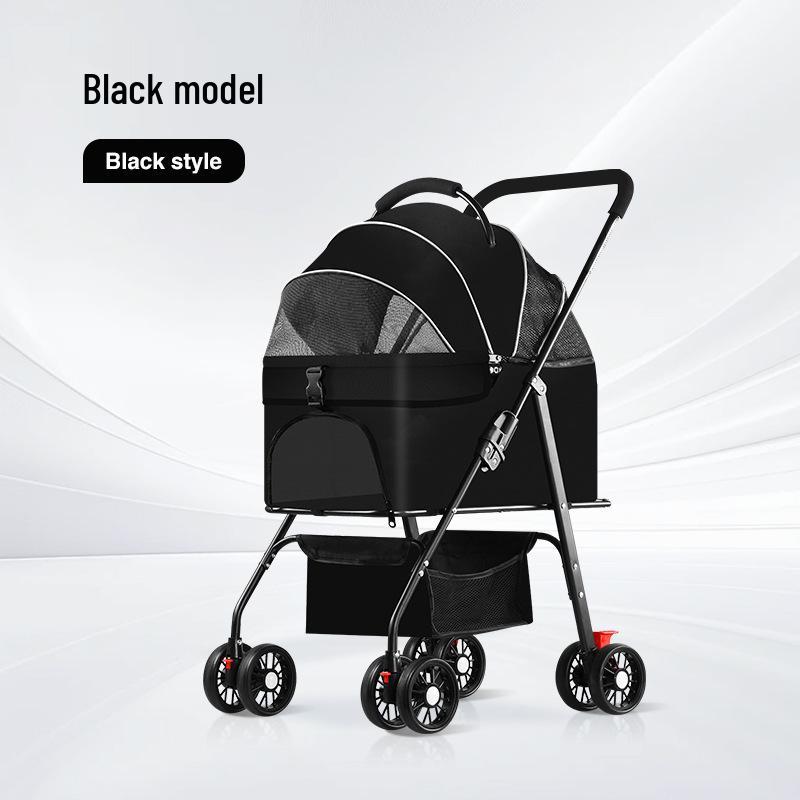 Lightweight Foldable Pet Stroller – Detachable Dog & Cat Pushcart for Walking