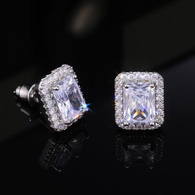 Nuovi Delicati Orecchini a Lobo da Donna Forma Quadrata Zircone Cubico Lucido Orecchino di Lusso per Festa Bel Regalo Gioielli Moda Femminile