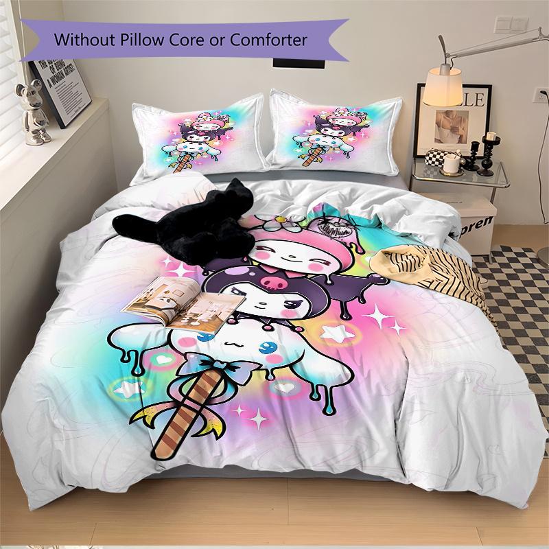 3pcs Sanrio Character Series Bedding Set, Including 1 Quilt Cover and 2 Pillow Shams, Without Filling, Soft and Comfortable Home Bedroom S084
