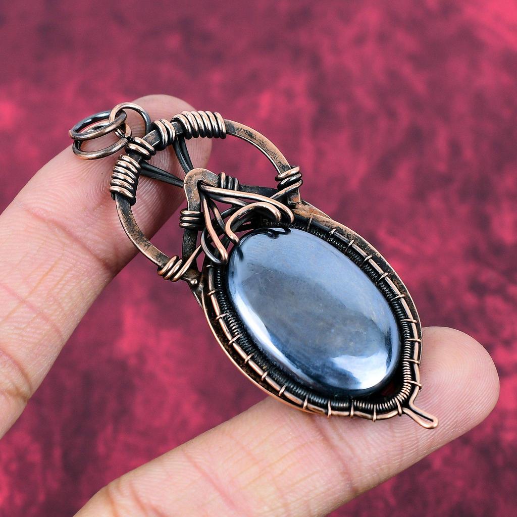 Shungite Pendant Copper Wire Wrapped Gemstone Pendant Copper Jewelry Handmade Pendant Wire Wrap Jewelry Gifts For Wife Birthstone Pendants