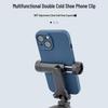 360° Rotatable Phone Holder with Dual Cold Shoe and Folding Clip for Desktop Live Streaming
