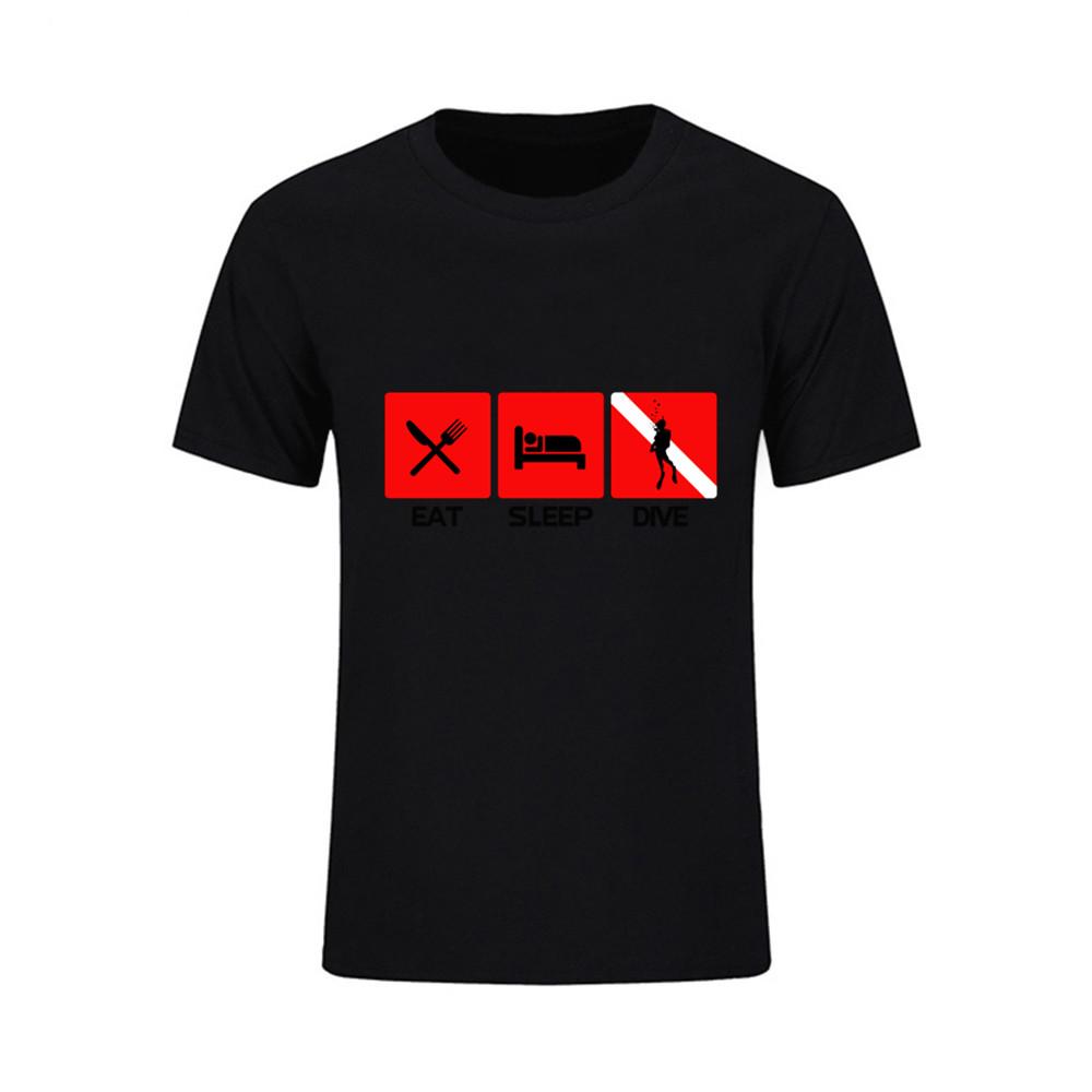 Eat Sleep Dive Letter Printed O Neck T Shirt Summer Arrival Short Sleeve T