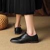 Fashion Women Oxford Low Heel 2025 Spring Shoes for Woman Genuine Leather Brogues Vintage Lace Up Loafers Casual Black Brown Girls Shoes