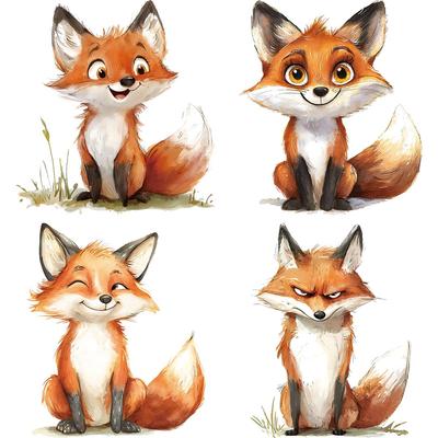 Angry Smile Foxes Heat Transfer Stickers Animal Print Patch Hoodies Heat Press Appliqued T-Shirt Diy Clothes Stickers Ptches