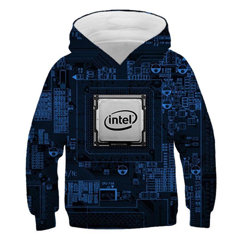 Electronic Chip Grpahic Hoodies for Men Clothing 3D Circuit Board CPU Printed Hooded Pullovers Funny Kids Hoodie Swaetshirt Tops