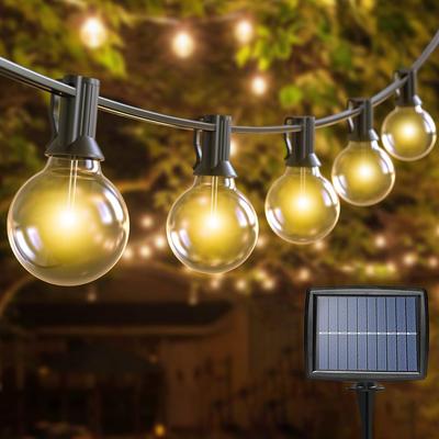 Cadena de luz solar para exteriores de 30 pies, luz LED impermeable para exteriores, 4 modos de luz solar exterior inastillable para jardines, patio trasero y porche
