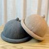 with Short Brim Knitted Hat Solid Color Landlord Hats Fashion Knitted Melon Skin Hats  Winter