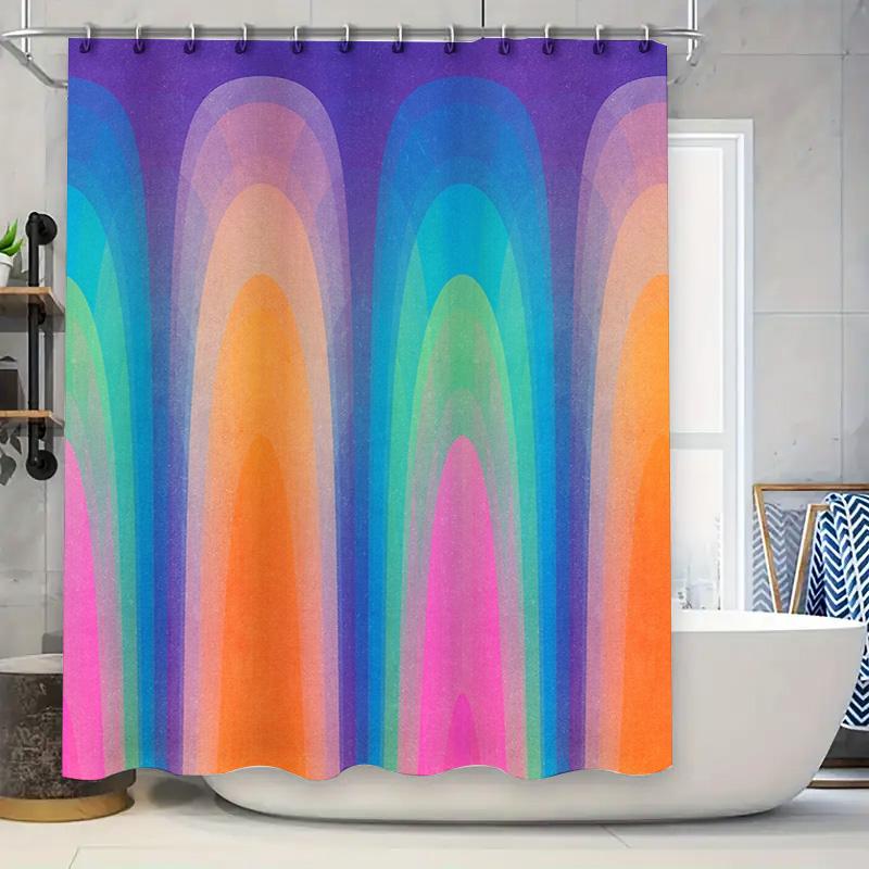 Colorful Gradient Bathroom Shower Curtain Modern Abstract Art Waterproof Fabric Decor