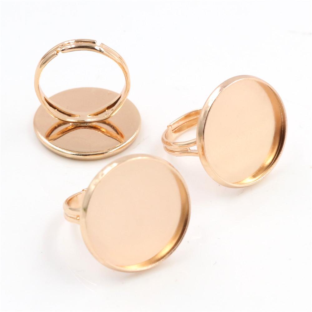 20mm 10pcs/Lot Classic 9 Colors Plated Brass Adjustable Ring Settings Blank/Base,Fit 20mm Glass Cabochons,Buttons;Ring Bezels