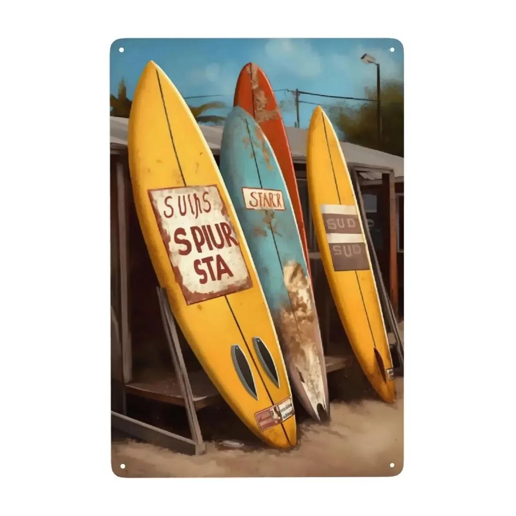 Retro Tin Signs Beach Room Decor Vintage Beachy Bedroom Surfboard Wall Decor 12x8 Inches Sign For Surfer Girl Aesthetic