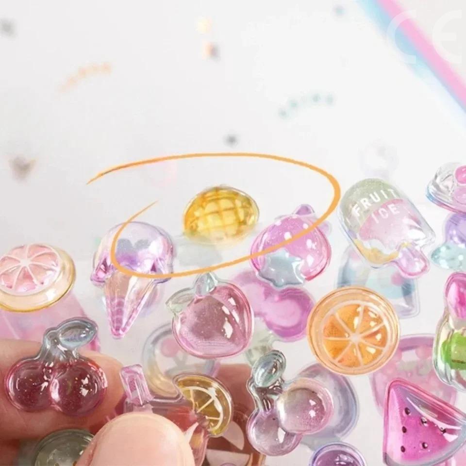 Funny Sweet Furit Ice Cream Pets Drop 3D Relief Sticker Scrapbooking Diy Diary Decor Journaling Stationery Kawaii Stickers