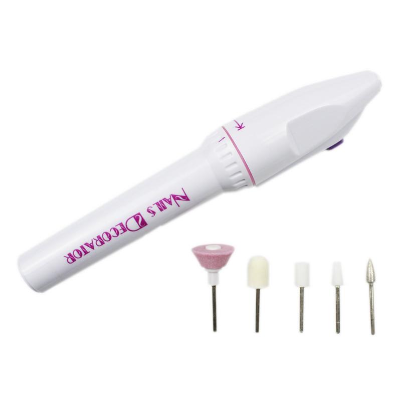 Portable Electric Nail Drill - 5-Head Mini Grinder & Polisher, 56g Pen-Style