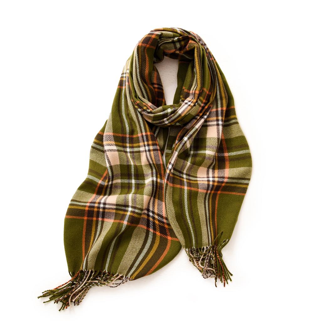 Scarf Stall Winter Scarf Temperament Plaid Warm Fringed Scarf Women'S Medium And Long