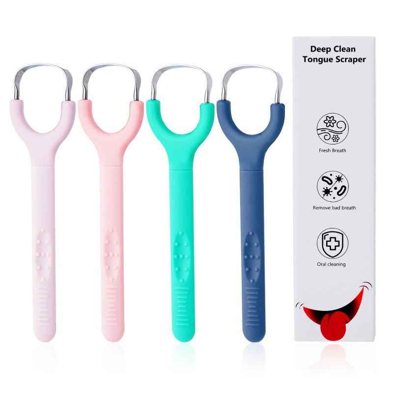 Tungeskrape i rustfritt stål Tungeluktfjerner Åpning Dyp håndtak U-formet Åpen tungeskrape Munnrengjøring