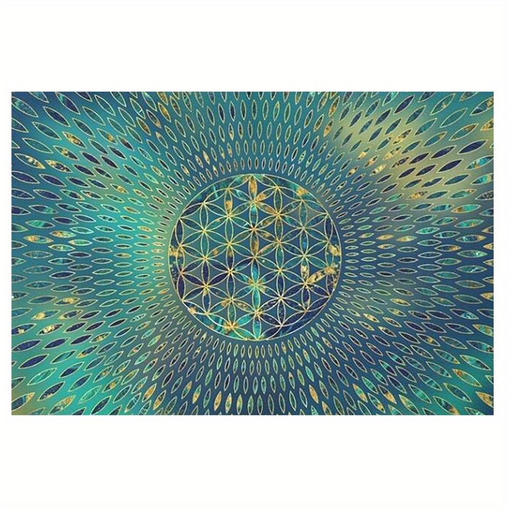 

Sacred Geometry Flower Of Life Pattern Placemat Linen Non Slip Table Mat For Home Kitchen Dining Decor Yoga Gift 4Pcs-30X45cm(12X18in