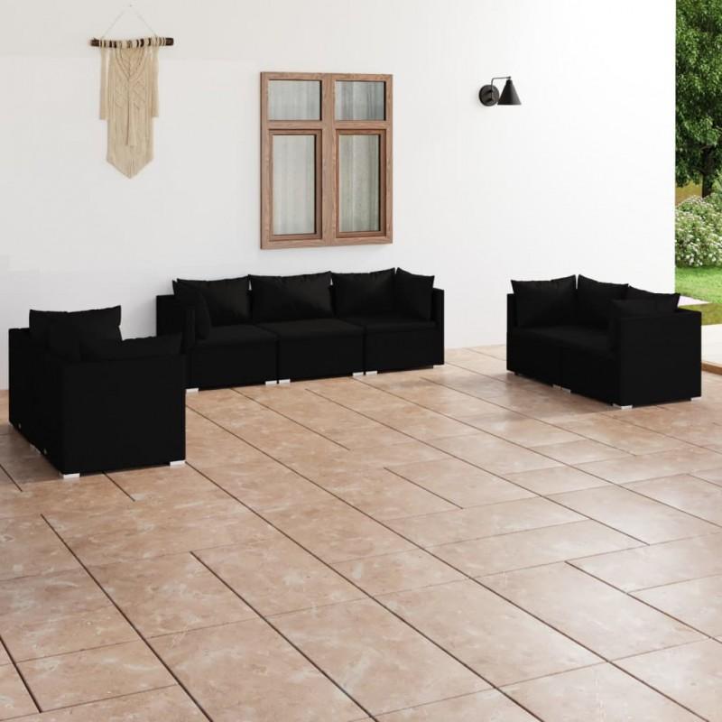 Day and Night - Day and Night 7-piece Garden Furniture Set and Black Synthetic Rattan Cushions