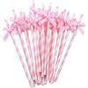 20pcs Pink Bow Straw, 7.7inch Biodegradable Cute Paper Straw, Wedding, Picnic, Birthday, Party Supplies for Juice Coffee Tea Cocktail Smoothie