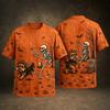 Men's Casual Halloween Printed Neck Short Sleeve T-Shirt Lightweight Breathable